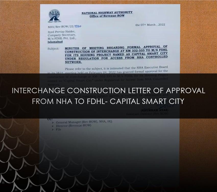 Interchange Construction Letter of Approval from NHA to FDHL